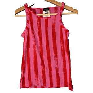 Versus Versace Women Pink Red Striped Tank Top Sleeveless Italy Size IT 42 US S